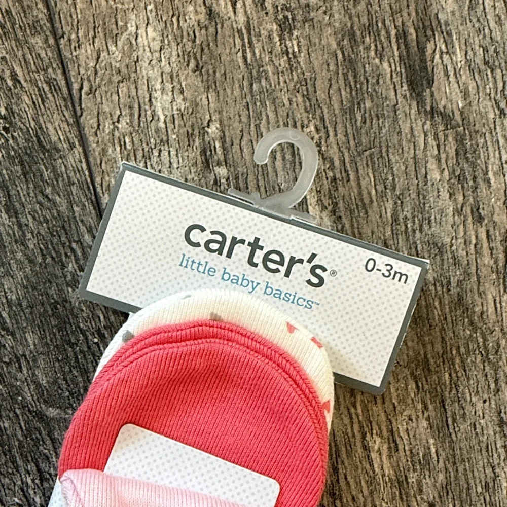 Carter's Baby girl 3-Pack Scratch Mittens (0-3 MONTHS) cotton pink new